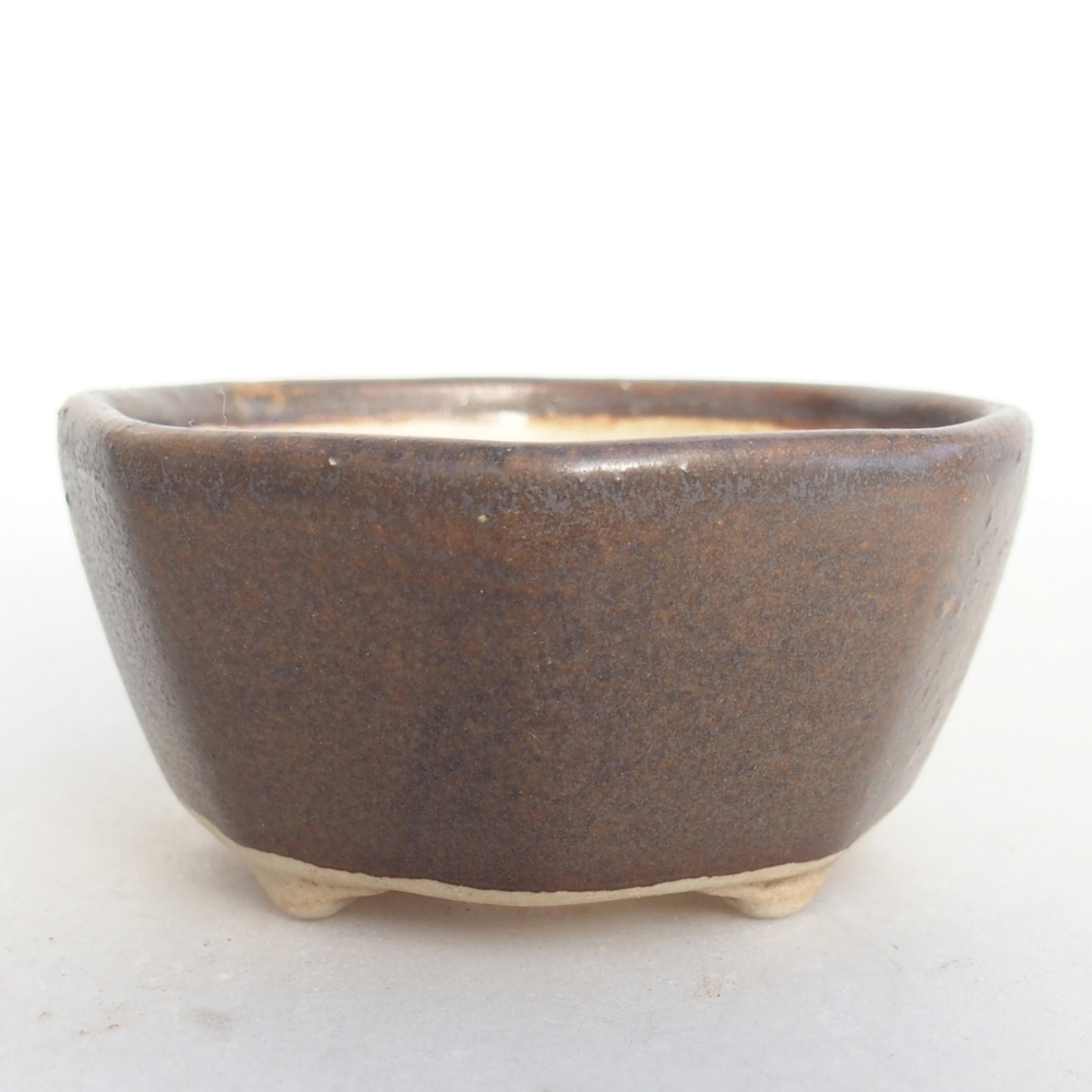 Ceramic bonsai bowl 8 x 7,5 x 4 cm, brown