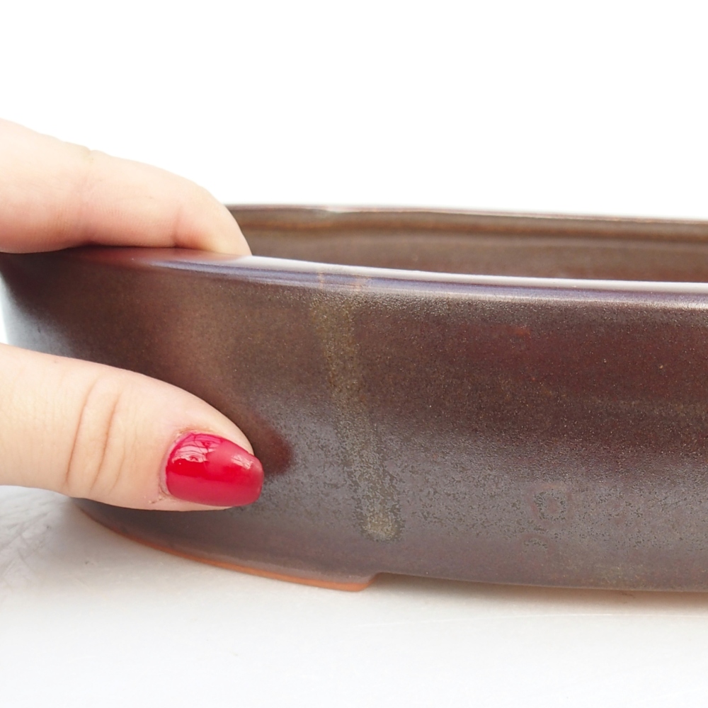 Ceramic bonsai bowl 27 x 21 x 5 cm, brown