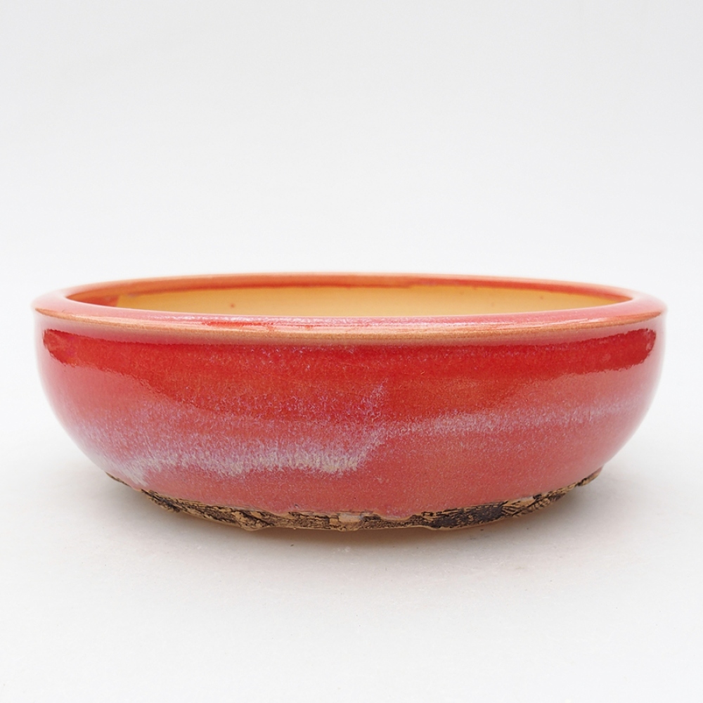 Ceramic bonsai bowl 18,5 x 18,5 x 5,5 cm, color red