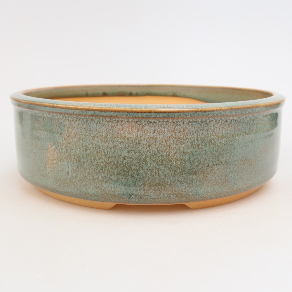 Ceramic bonsai pot, 21 x 21 x 6.5 cm, green