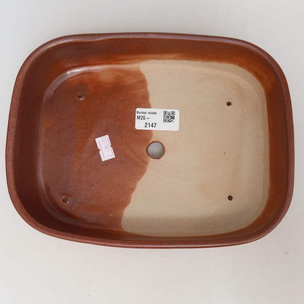 Ceramic bonsai pot, 23 x 18 x 5.5 cm, burgundy