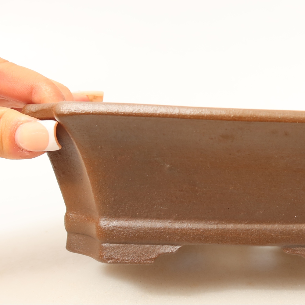 Ceramic bonsai pot, 18 x 15 x 6 cm, brown