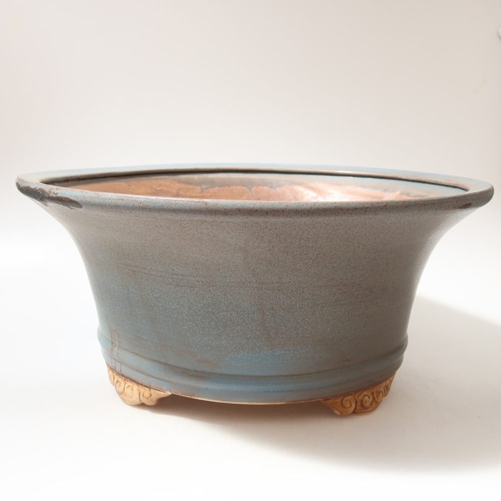 Ceramic bonsai pot, 32 x 32 x 14 cm, blue