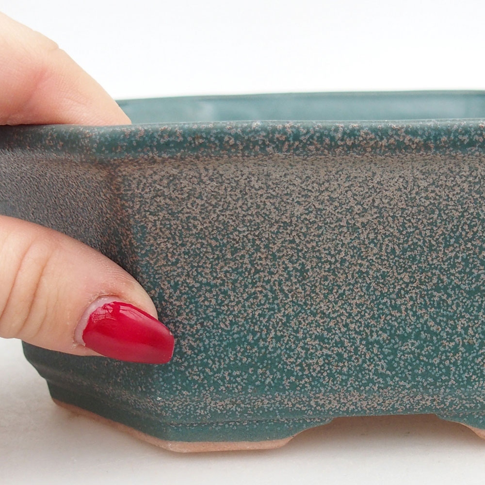 Ceramic bonsai bowl 17,5 x 17,5 x 6 cm, colour blue