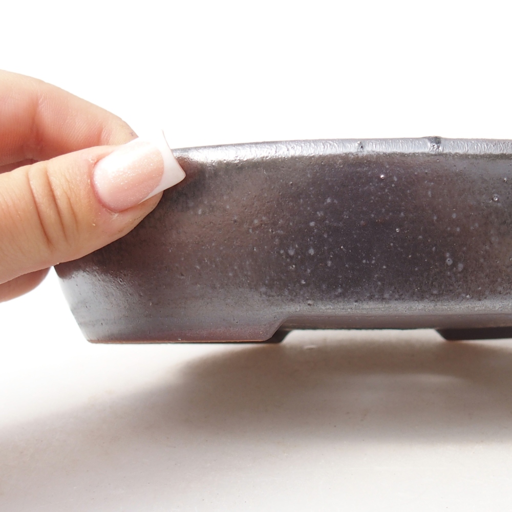 Ceramic bonsai bowl 17,5 x 14 x 4 cm, metal colour