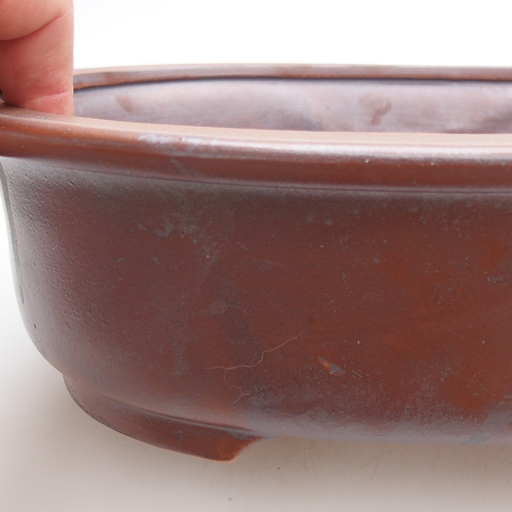 Ceramic bonsai bowl 25 x 20,5 x 8 cm, metal colour