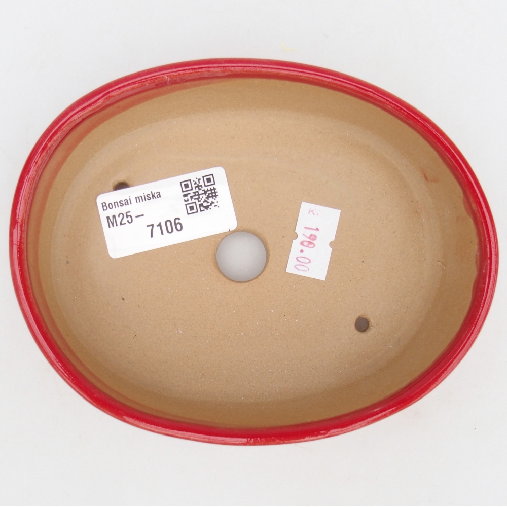 Ceramic bonsai bowl 12,5 x 10 x 3,5 cm, colour red