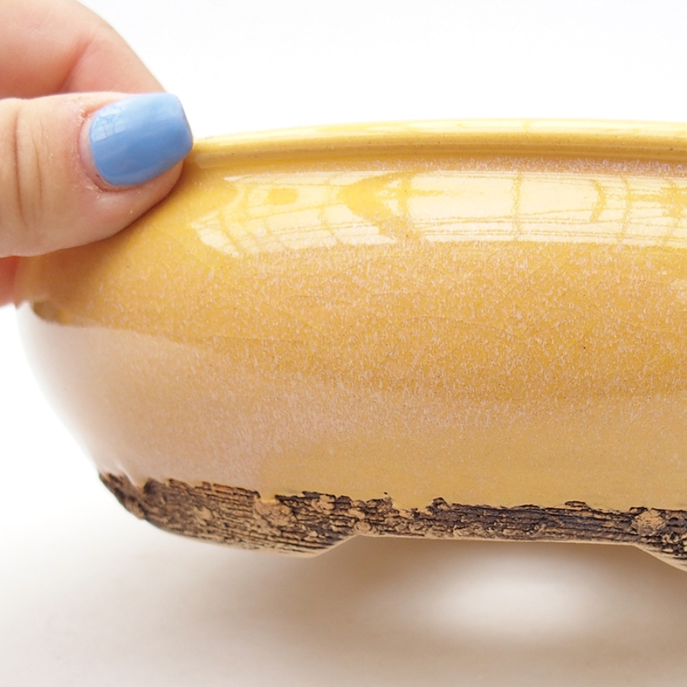 Ceramic bonsai bowl 18,5 x 18,5 x 6 cm, color yellow