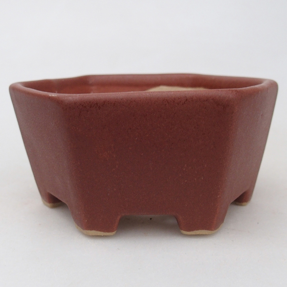 Ceramic bonsai bowl 10,5 x 9,5 x 5 cm, colour burgundy