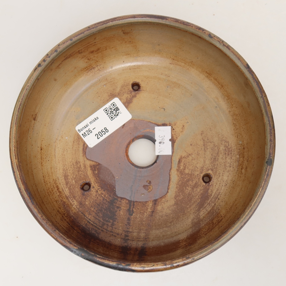 Ceramic bonsai pot, 17 x 17 x 6 cm, brown