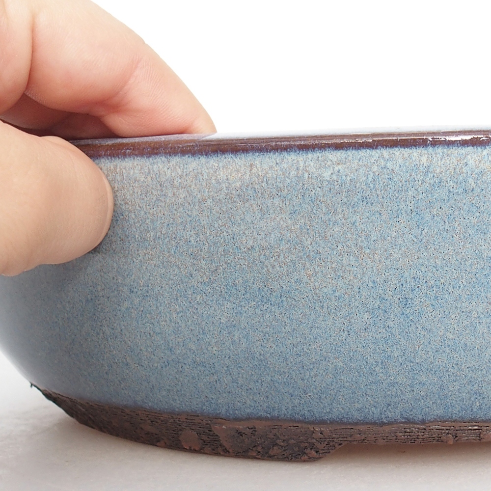Ceramic bonsai bowl 25,5 x 25,5 x 7 cm, colour blue