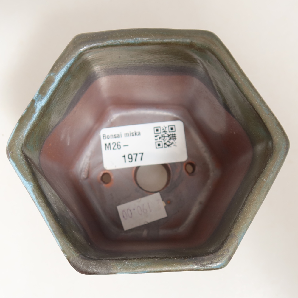 Ceramic bonsai pot, 9 x 8.5 x 8 cm, brown-blue