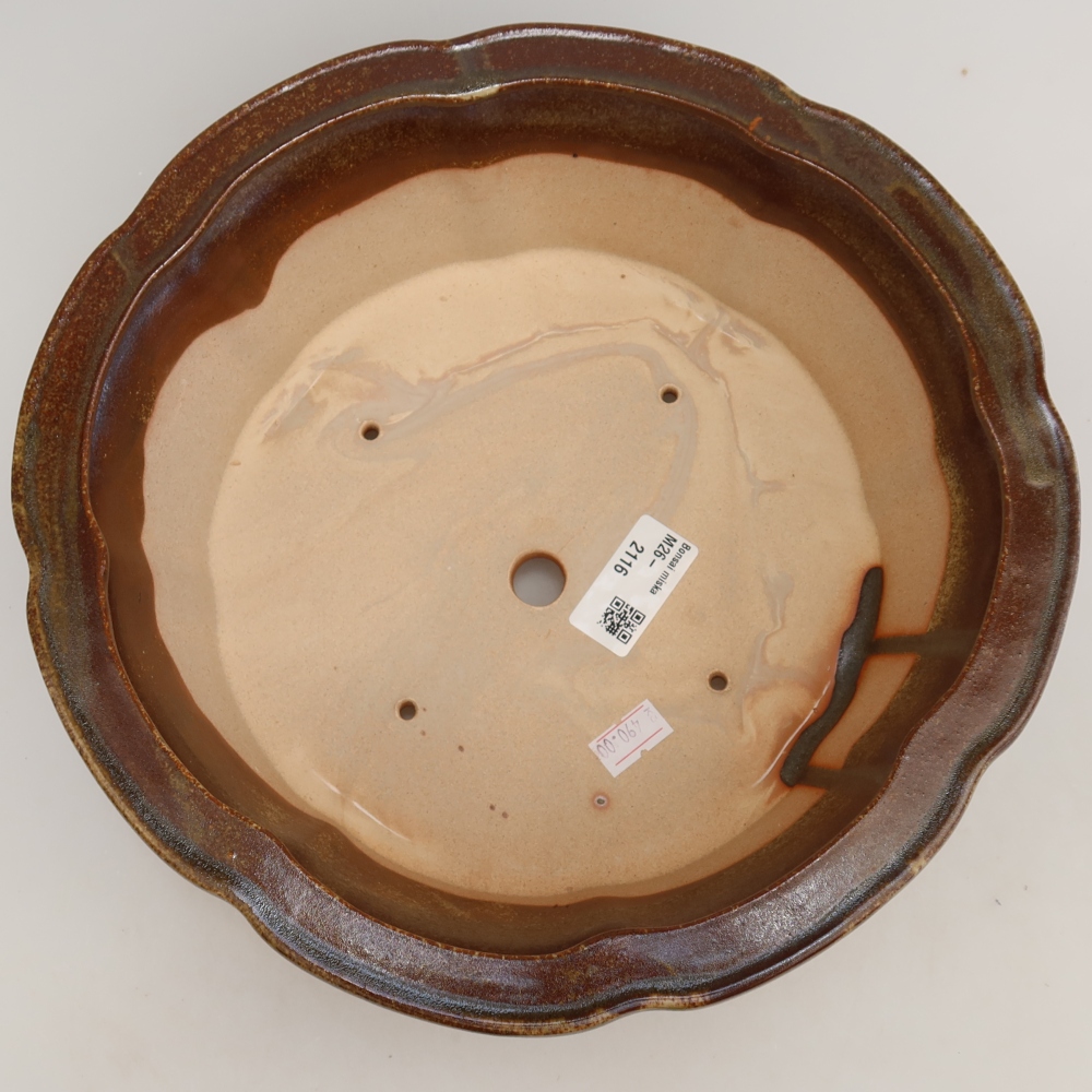 Ceramic bonsai bowl 26 x 26 x 8 cm, brown