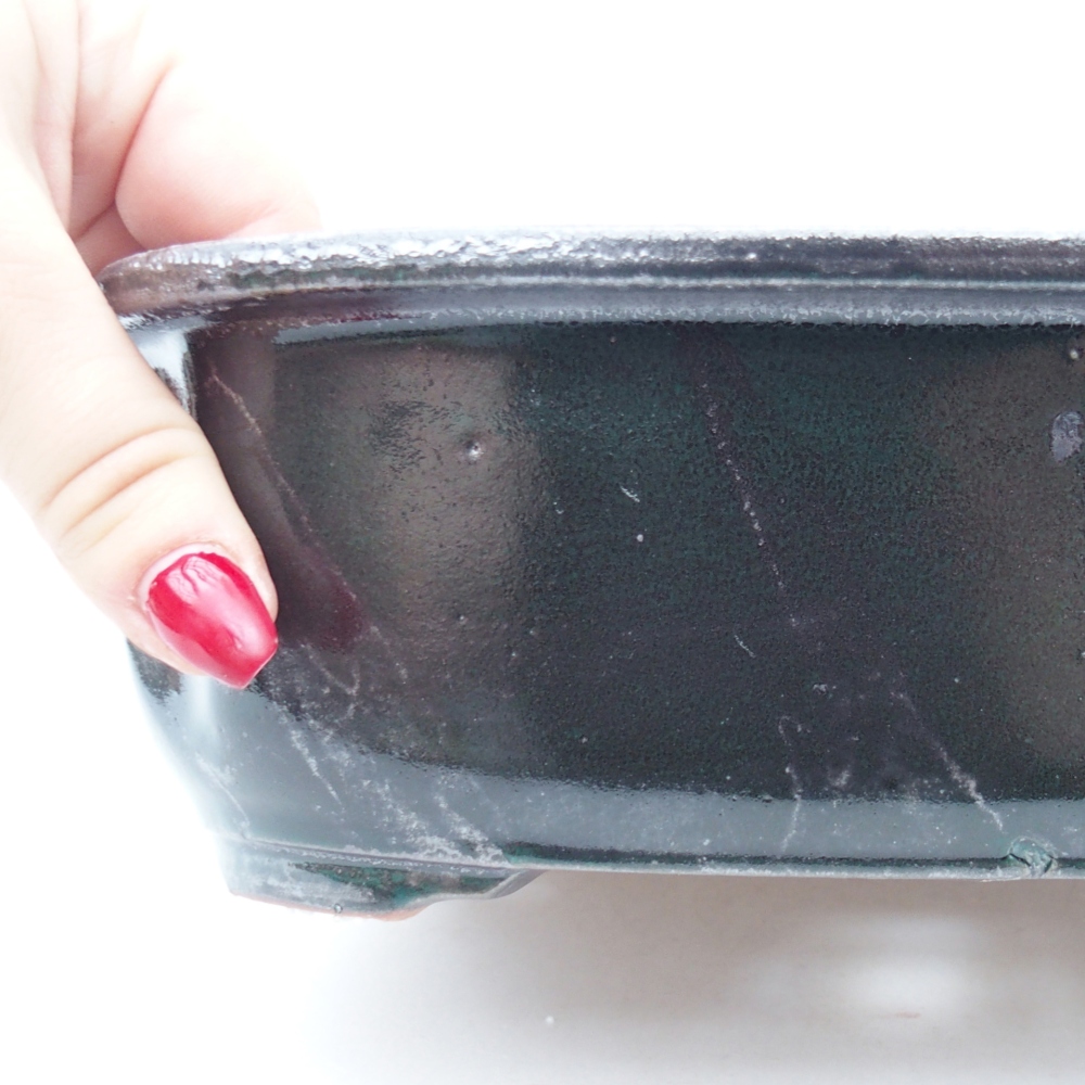 Ceramic bonsai bowl 25 x 21 x 7,5 cm, green