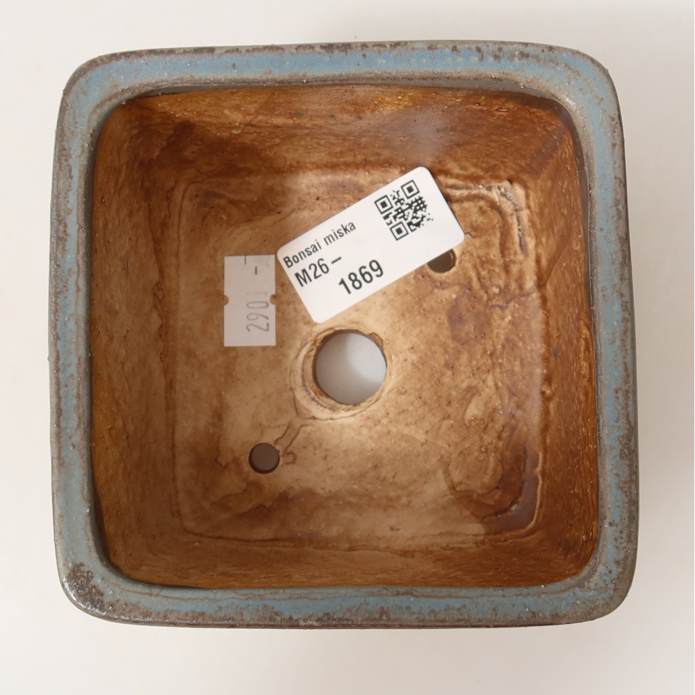 Ceramic bonsai pot, 10.5 x 10.5 x 7 cm, blue