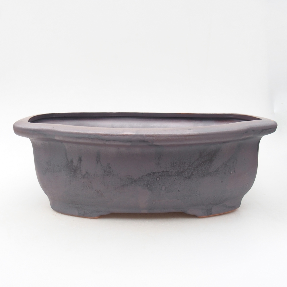 Ceramic bonsai bowl 30 x 26 x 10,5 cm, metal colour