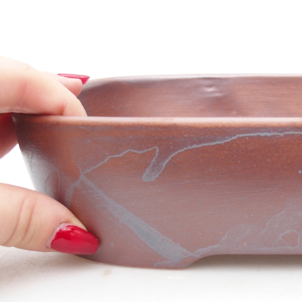 Ceramic bonsai bowl 22,5 x 17 x 6 cm, metal colour