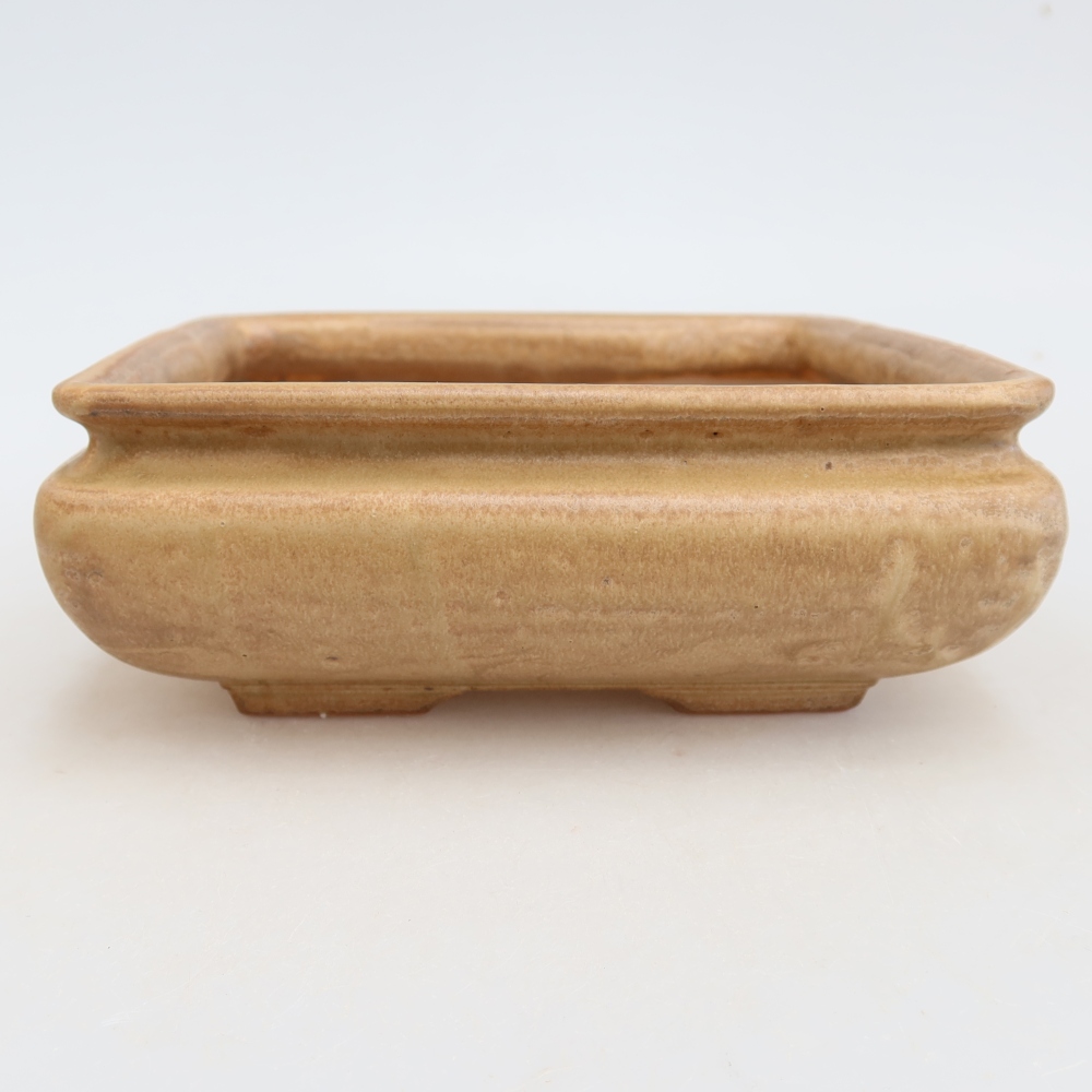 Ceramic bonsai pot, 15.5 x 15.5 x 6 cm, beige