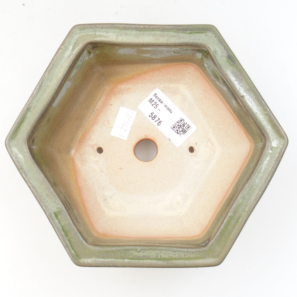 Ceramic bonsai bowl 17 x 15 x 6 cm, color green