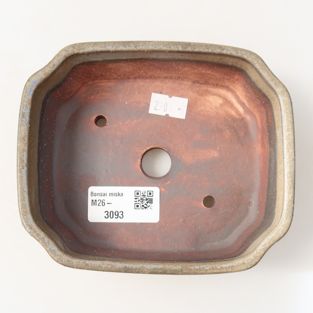 Ceramic bonsai pot, 13.5 x 11.5 x 4 cm, blue