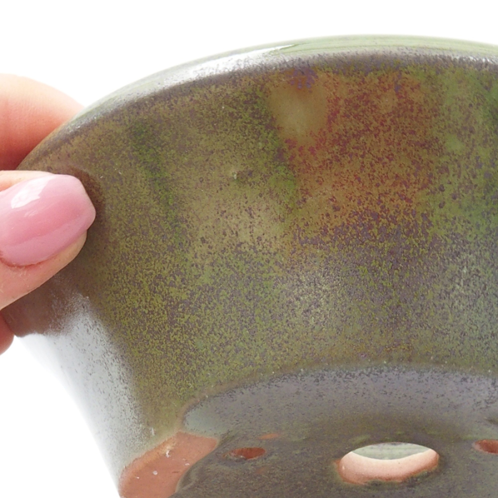 Ceramic bonsai bowl 13,5 x 13,5 x 5 cm, color green