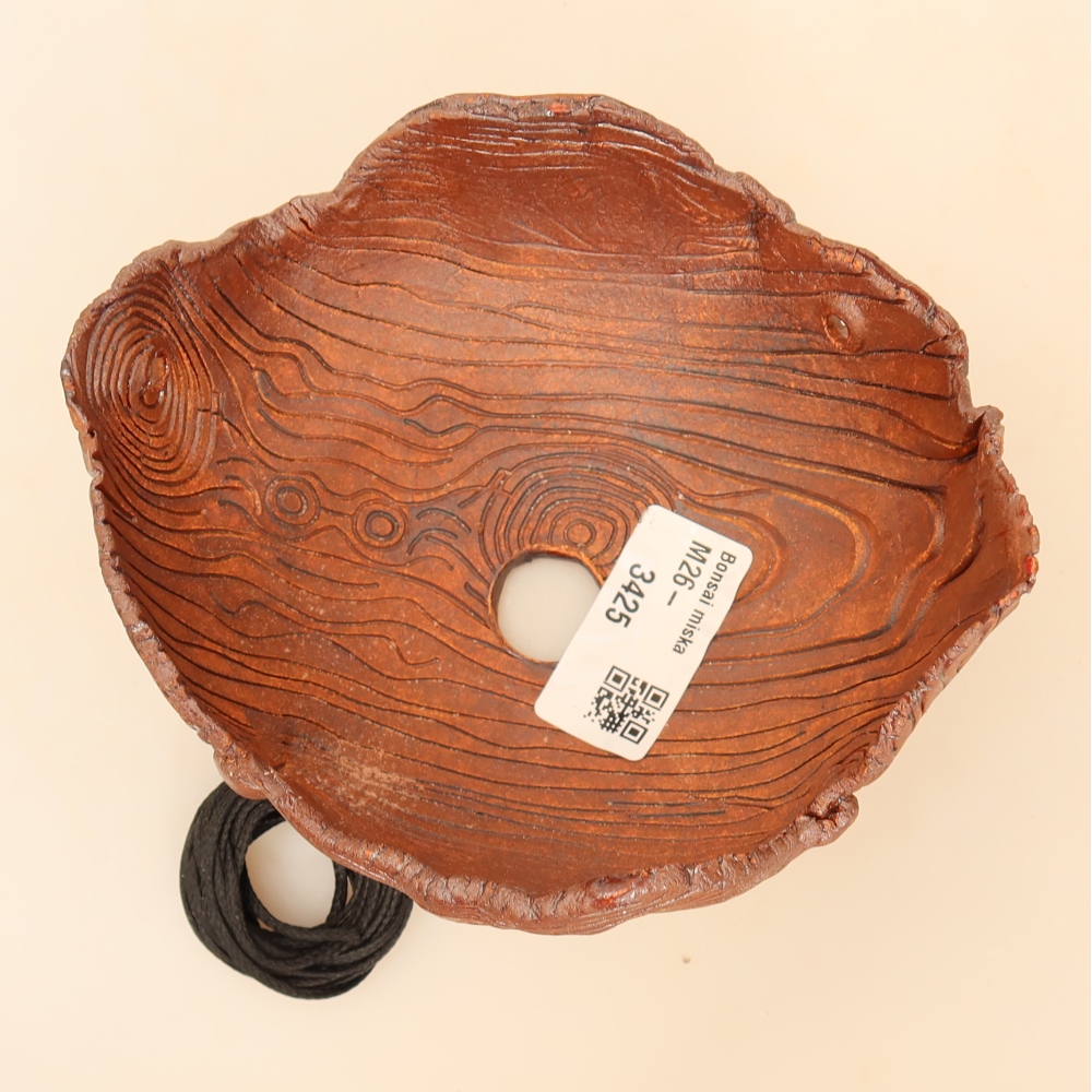 Ceramic Kokedama Pot, 13 x 11.5 x 6.5 cm, brown