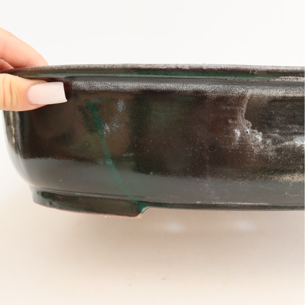 Ceramic bonsai pot, 36 x 28.5 x 8.5 cm, green