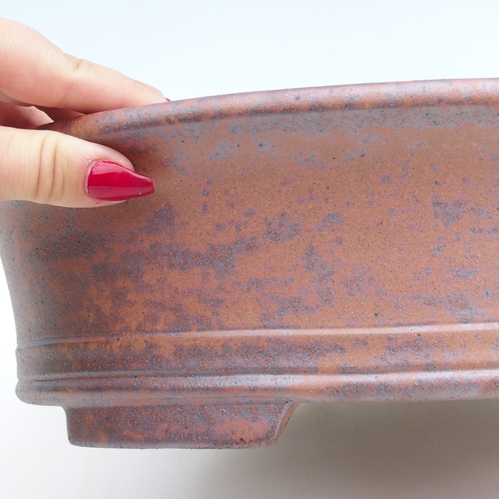 Ceramic bonsai bowl 36,5 x 28,5 x 9 cm, metal colour