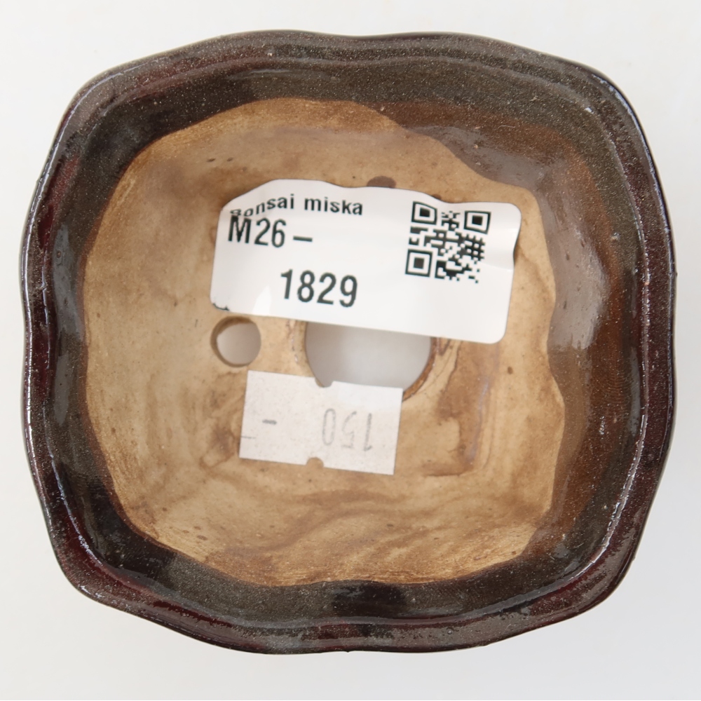 Ceramic bonsai bowl 7,5 x 7 x 3,5 cm, brown