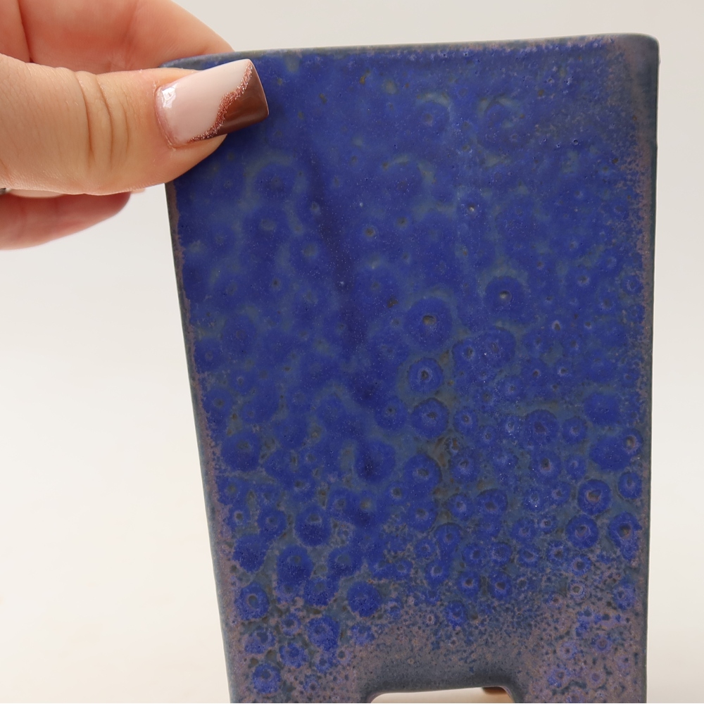 Ceramic bonsai pot, 9 x 9 x 12.5 cm, blue