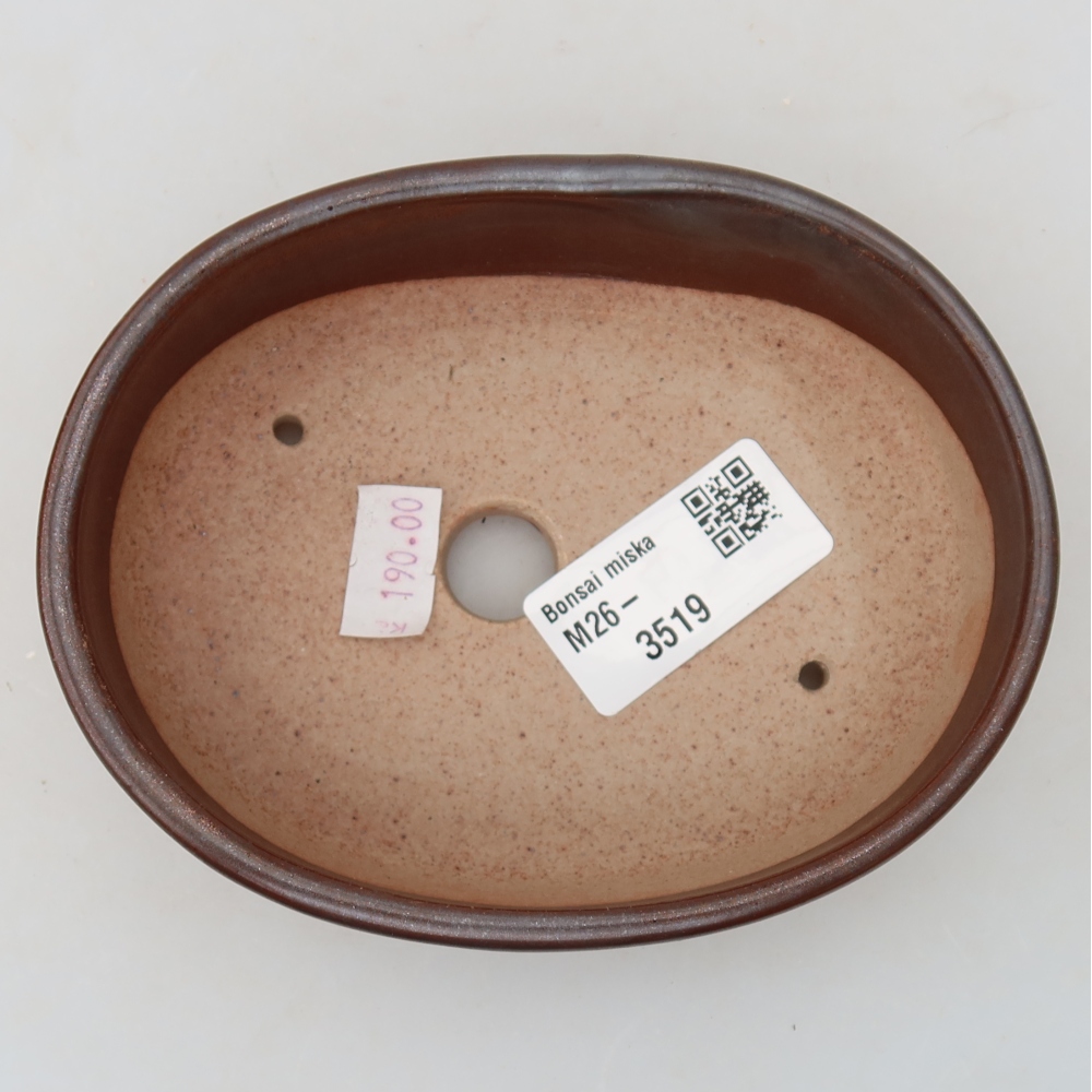 Ceramic bonsai pot, 13 x 10 x 3.5 cm, brown