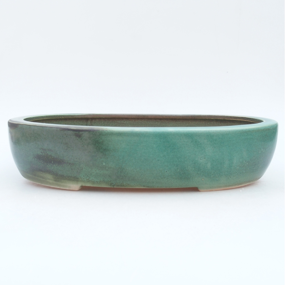 Ceramic bonsai bowl 26,5 x 21 x 5 cm, green