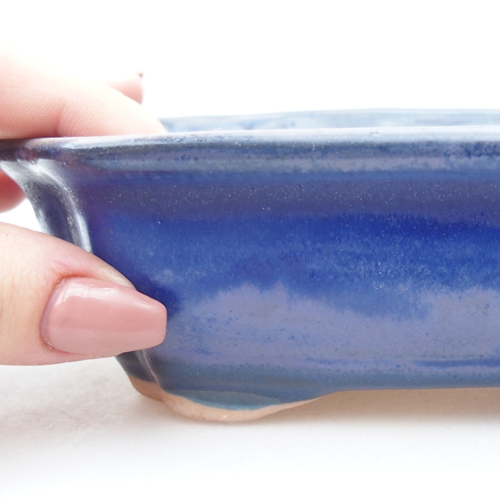 Ceramic bonsai bowl 15,5 x 12 x 4,5 cm, colour blue