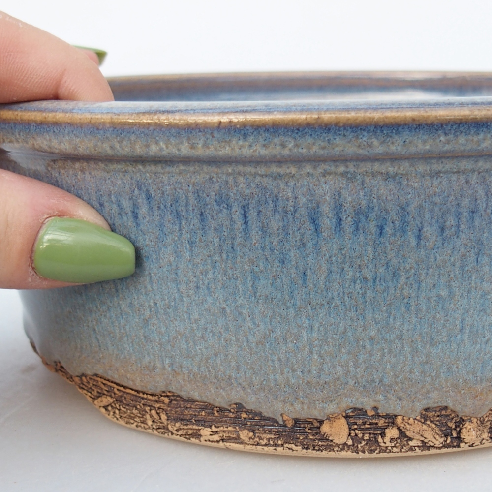 Ceramic bonsai bowl 17,5 x 17,5 x 6 cm, colour blue