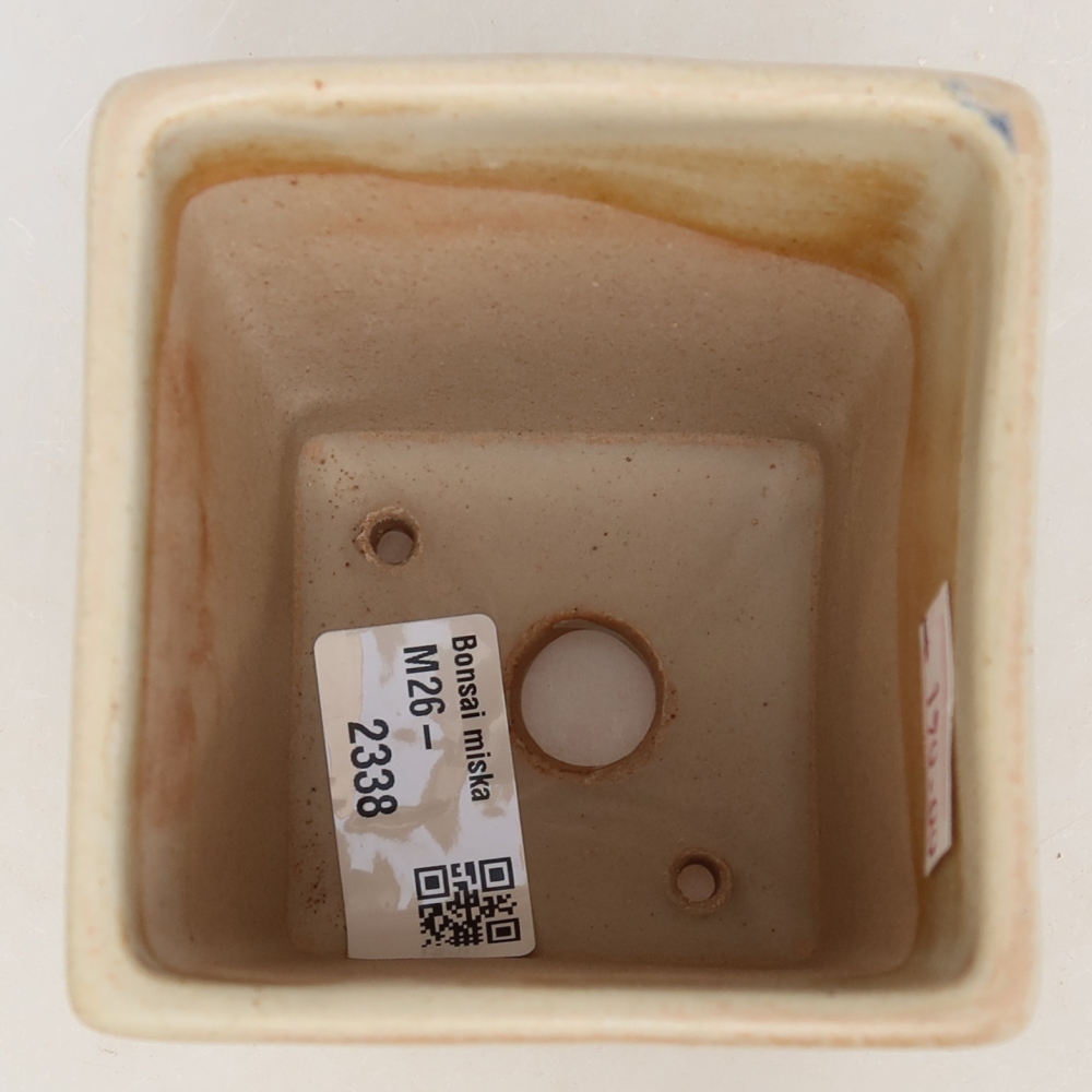 Ceramic bonsai pot, 7.5 x 7.5 x 10 cm, beige