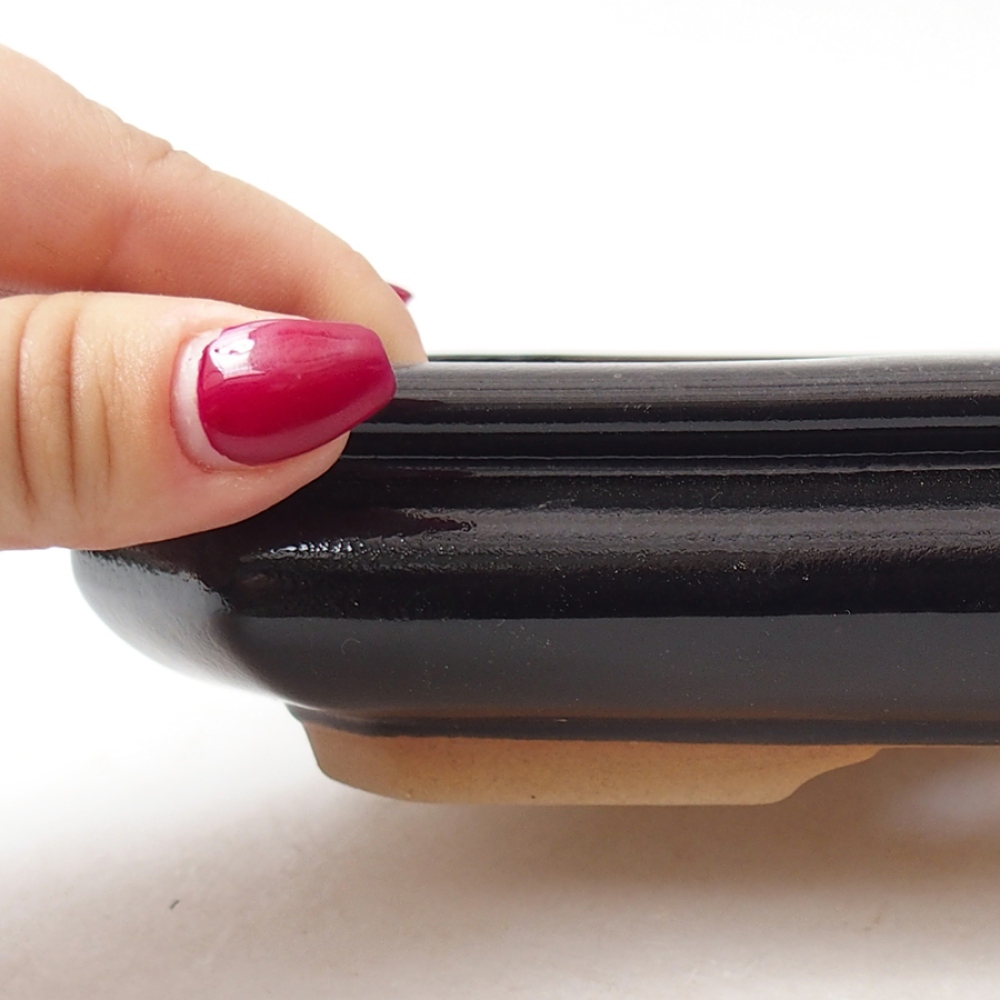 Ceramic bonsai bowl 19 x 13,5 x 4 cm, color black