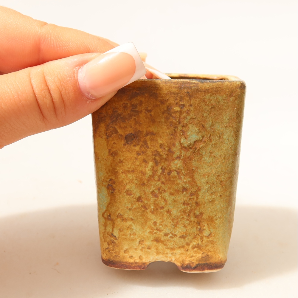 Ceramic bonsai bowl 5 x 5 x 6,5 cm, green