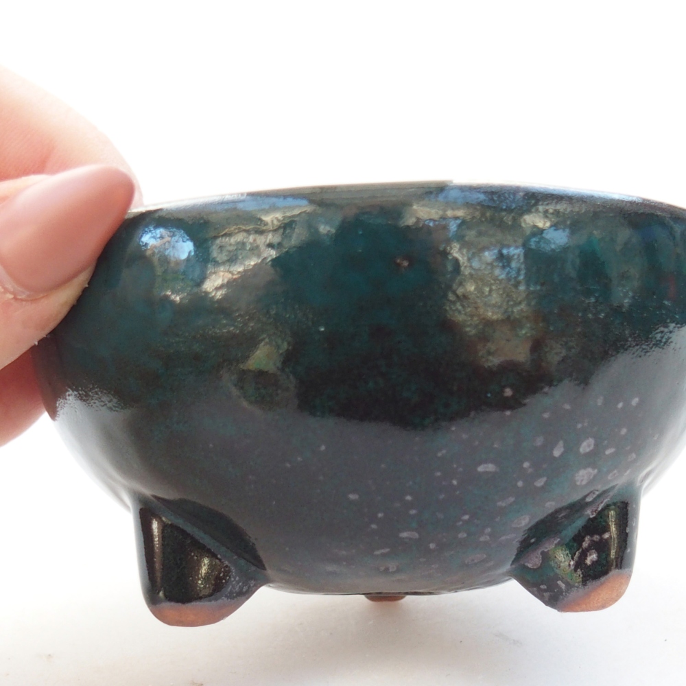 Ceramic bonsai bowl 9,5 x 9,5 x 5 cm, green