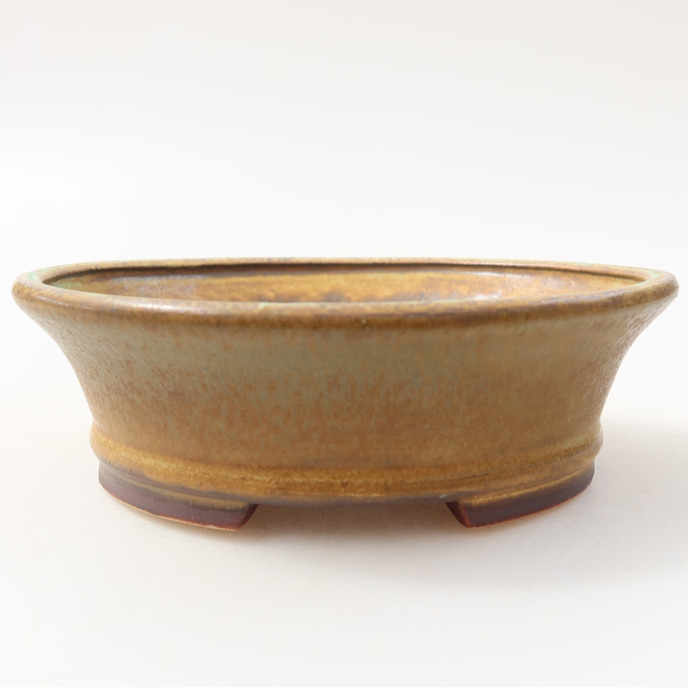 Ceramic bonsai pot, 12.5 x 11.5 x 4 cm, green