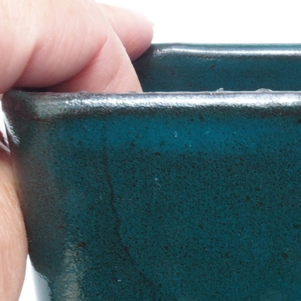 Ceramic bonsai bowl 8,5 x 8,5 x 11 cm, color green