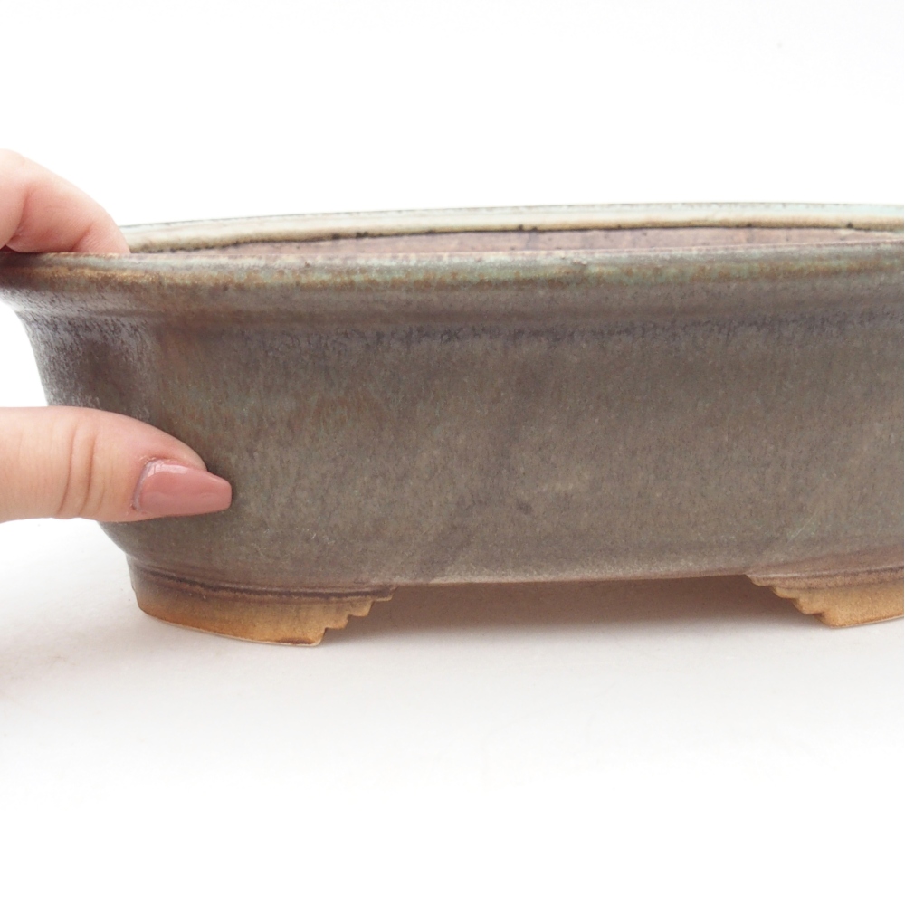 Ceramic bonsai bowl 25 x 21,5 x 7,5 cm, green