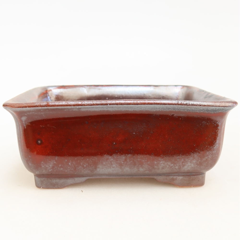 Ceramic bonsai pot, 12 x 10 x 5 cm, red
