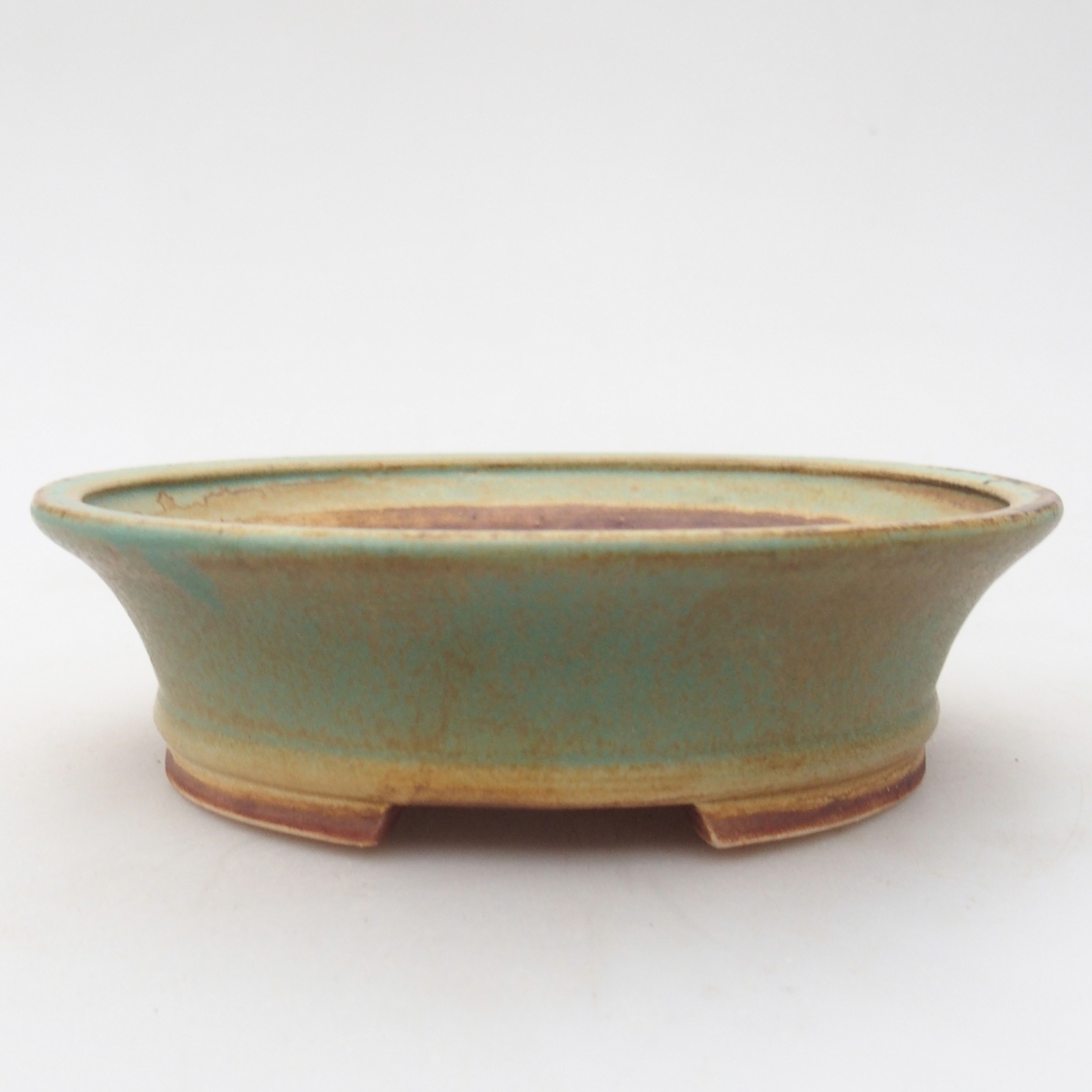 Ceramic bonsai bowl 14,5 x 12,5 x 4 cm, green