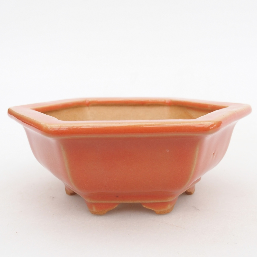 Ceramic bonsai bowl 12 x 10,5 x 4,5 cm, orange