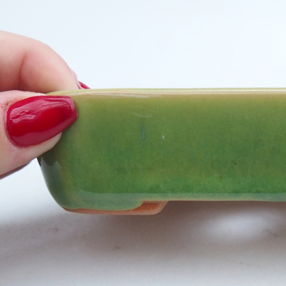 Ceramic bonsai bowl 12 x 9 x 3 cm, green