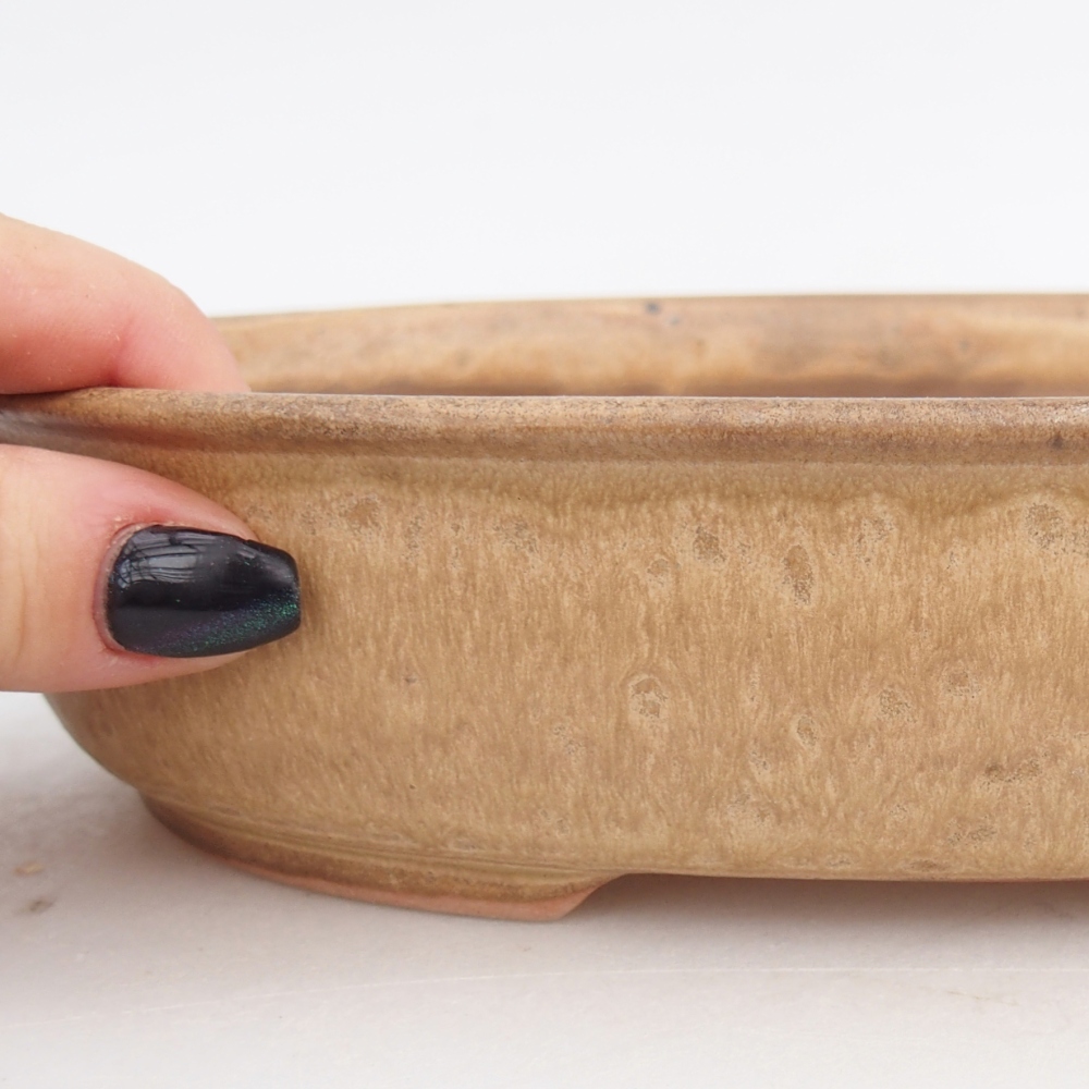 Ceramic bonsai bowl 21,5 x 17 x 5 cm, colour beige