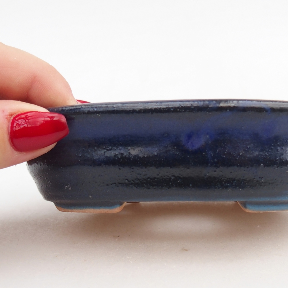 Ceramic bonsai bowl 12 x 9,5 x 3,5 cm, colour blue