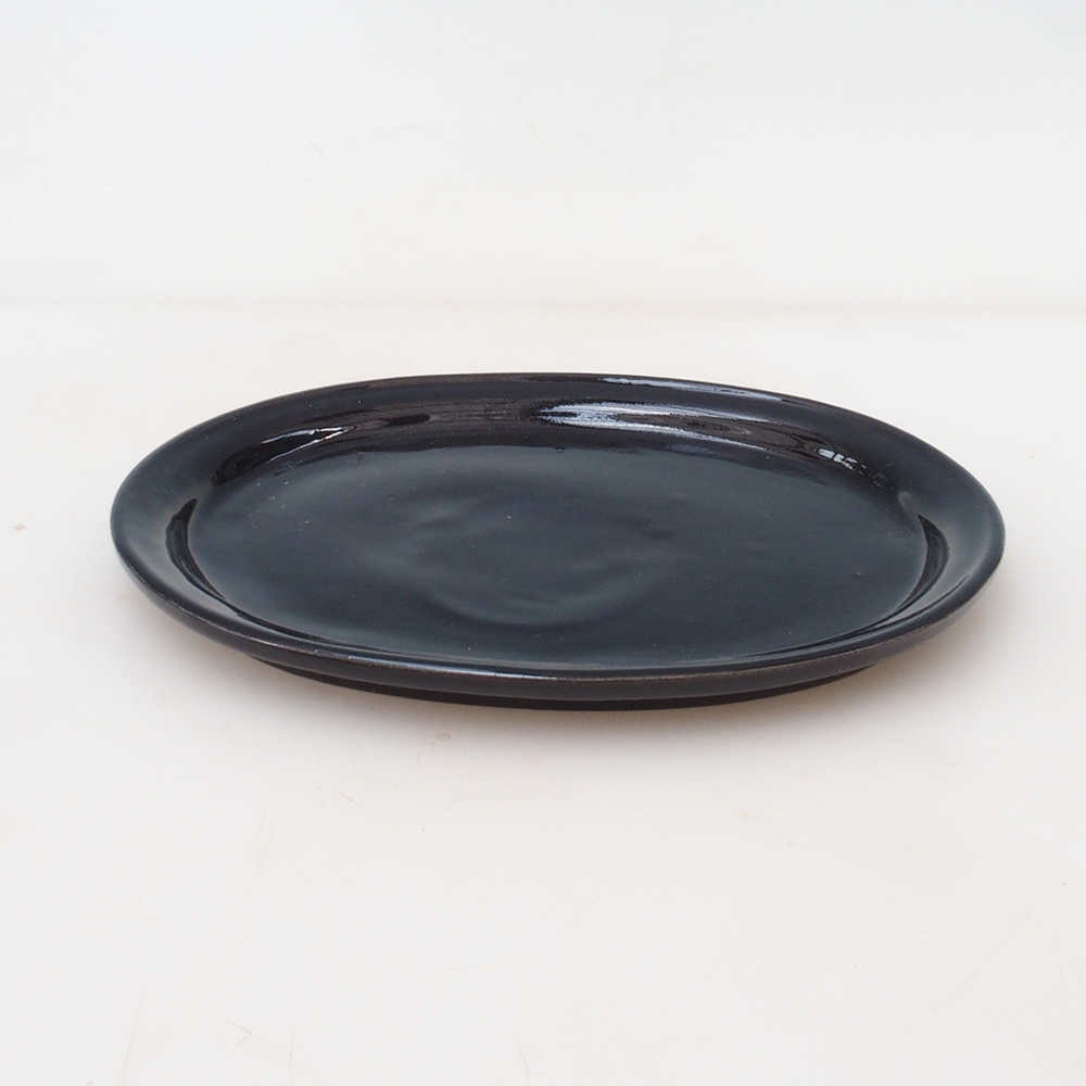 Bonsai bowl oval S - 20 x 16.5 x 1.5 cm - black