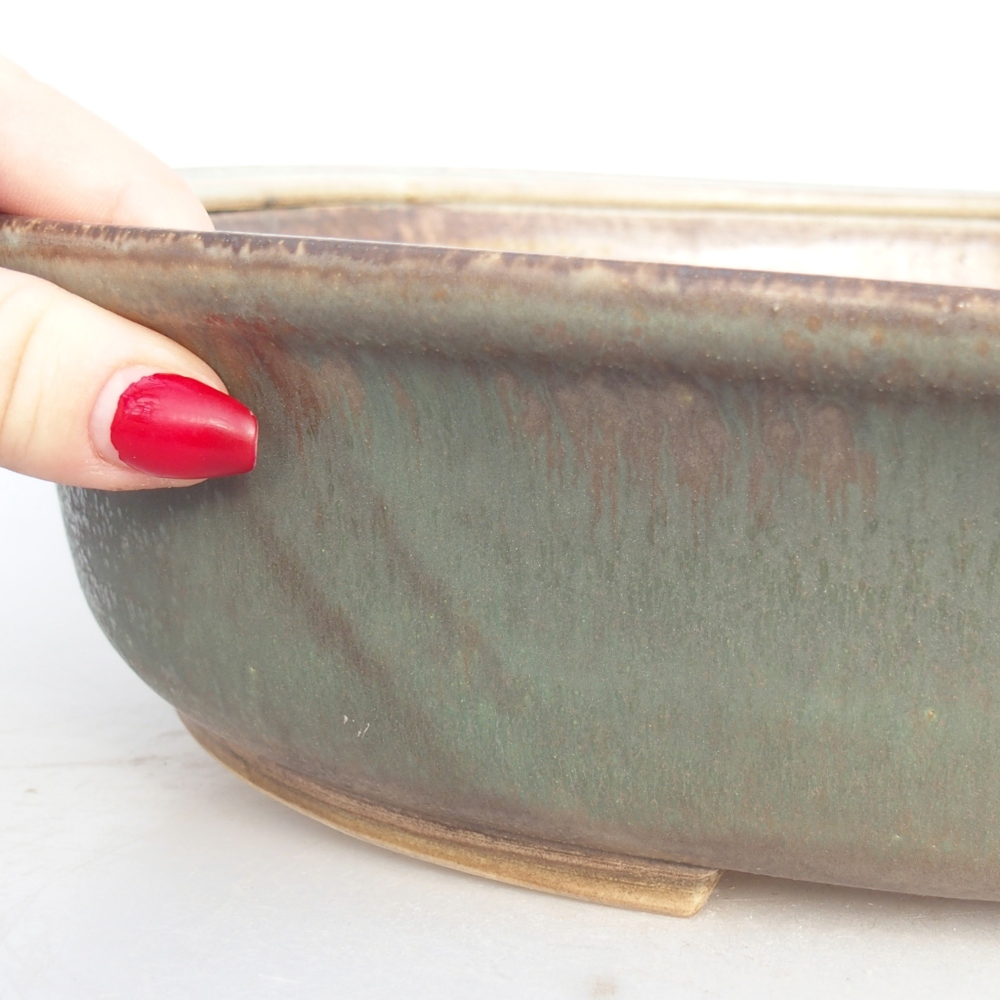 Ceramic bonsai bowl 32,5 x 28,5 x 7,5 cm, green