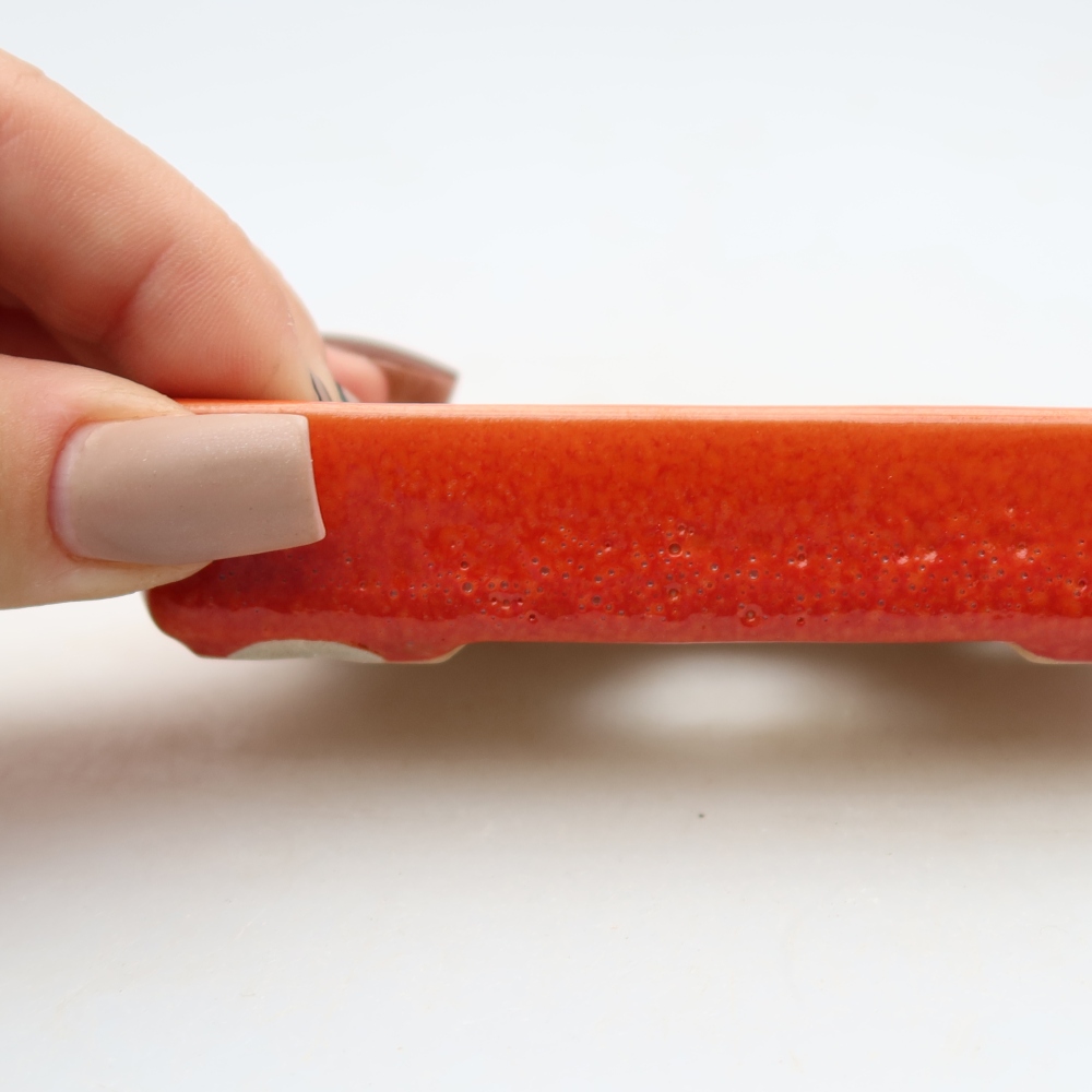 Ceramic bonsai pot, 10 x 7 x 2 cm, orange